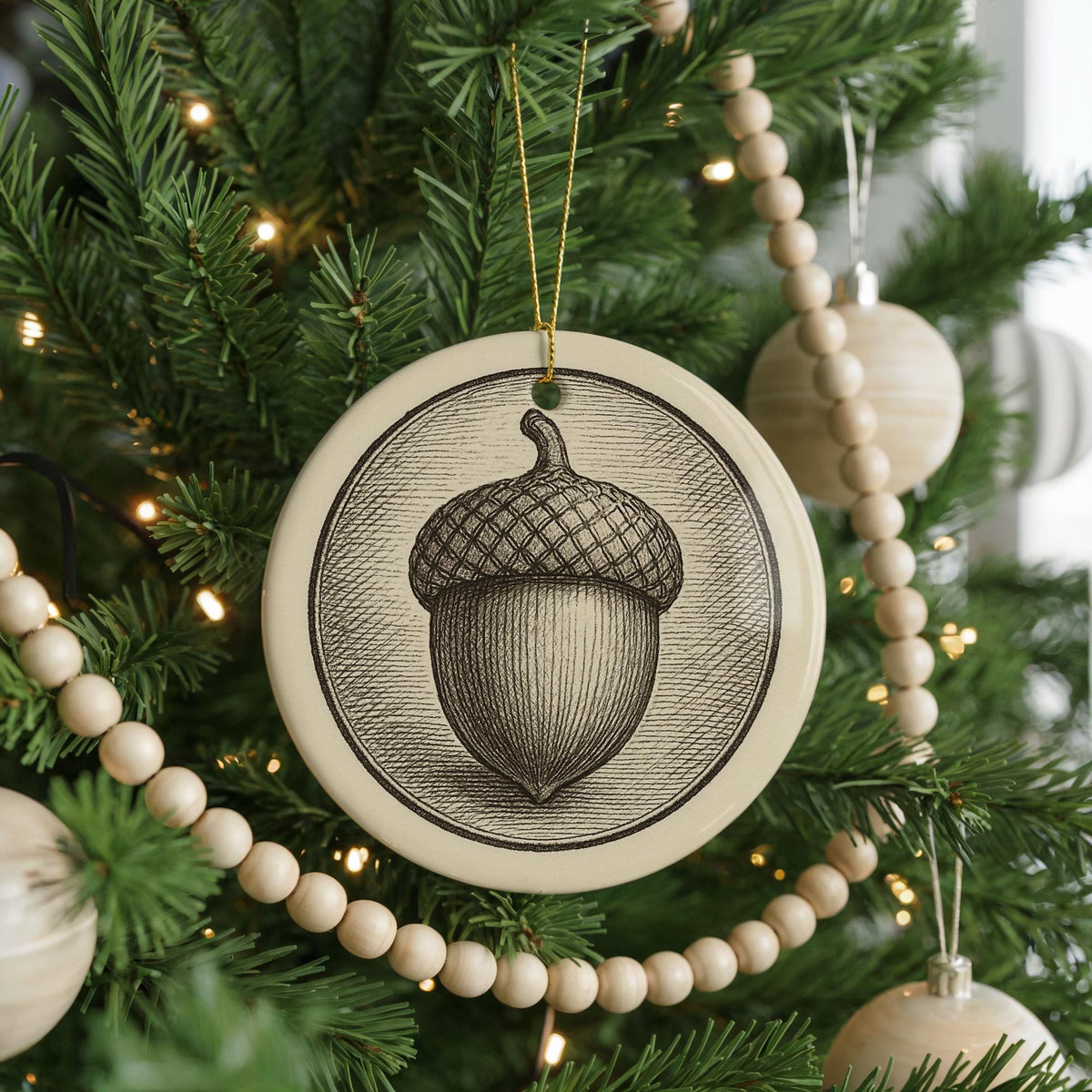 Acorn Landmark Ceramic Ornament – Circular Design Featuring Iconic Acorn View and Etched Scenic Details — photo 4