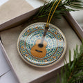 Acoustic Guitar Ornament with Moroccan Mosaic Medallion and Iconic Guitar Landmark Design – Ceramic Holiday Decor — photo 1
