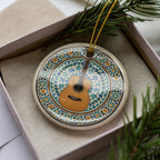 Acoustic Guitar Ornament with Moroccan Mosaic Medallion and Iconic Guitar Landmark Design – Ceramic Holiday Decor — photo 1