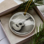 Acoustic Guitar Cutaway Ceramic Ornament Featuring Iconic Guitar Design and Circular Victorian-Inspired Detailing — photo 2