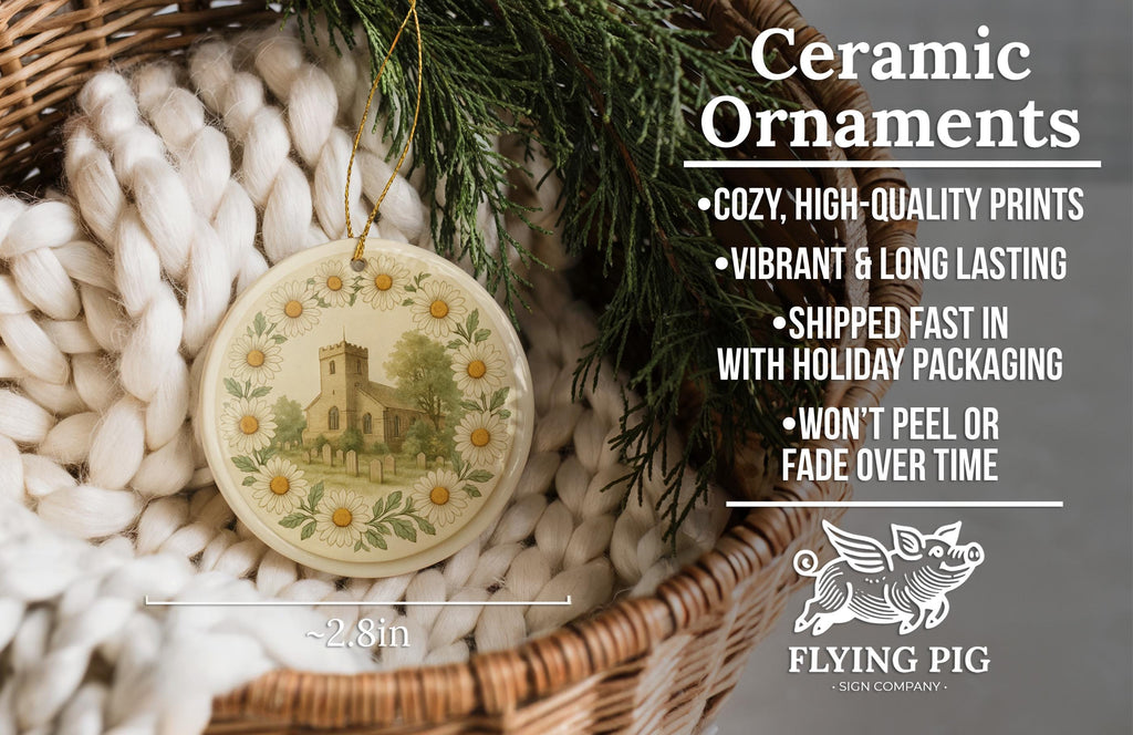 April Daisy Ceramic Ornament Featuring Circular Botanical Plate with Iconic April Daisy Flower and Landmark Design — photo 6