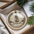 August Gladiolus Ceramic Ornament – Circular Emblem with Gladiolus Flower and Iconic August Landmark Scene — photo 1