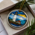 Boston Light Massachusetts Lighthouse Ornament – Circular Ceramic Ornament with Iconic Beacon and Coastal Landmark Design — photo 1