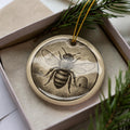 Bee Emblem Ceramic Ornament – Circular Design Featuring Iconic Bee Symbol and Landmark Motif for Nature Lovers — photo 1