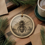 Bee Emblem Ceramic Ornament – Circular Design Featuring Iconic Bee Symbol and Landmark Motif for Nature Lovers — photo 3