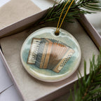 Button Accordion Ceramic Ornament – Circular Design Featuring Iconic Accordion Instrument Scene — photo 2