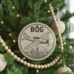 BOG Circular Airplane Diagram Ornament Featuring Bogotá Landmark | Ceramic Travel Keepsake | Bogotá Airport Gift — photo 4