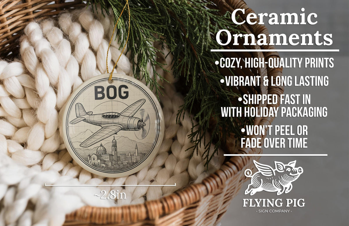 BOG Circular Airplane Diagram Ornament Featuring Bogotá Landmark | Ceramic Travel Keepsake | Bogotá Airport Gift — photo 6