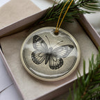 Butterfly Emblem Ceramic Ornament – Circular Design Featuring Iconic Butterfly Motif and Landmark Scene — photo 2