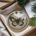 Butterfly Emblem Ceramic Ornament – Circular Design Featuring Iconic Butterfly Motif and Landmark Scene — photo 3