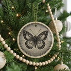 Butterfly Emblem Ceramic Ornament – Circular Design Featuring Iconic Butterfly Motif and Landmark Scene — photo 4