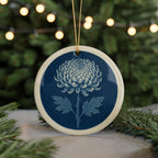 Chrysanthemum Botanical Landmark Ceramic Ornament – Circular Floral Study Design Keepsake Decoration — photo 5