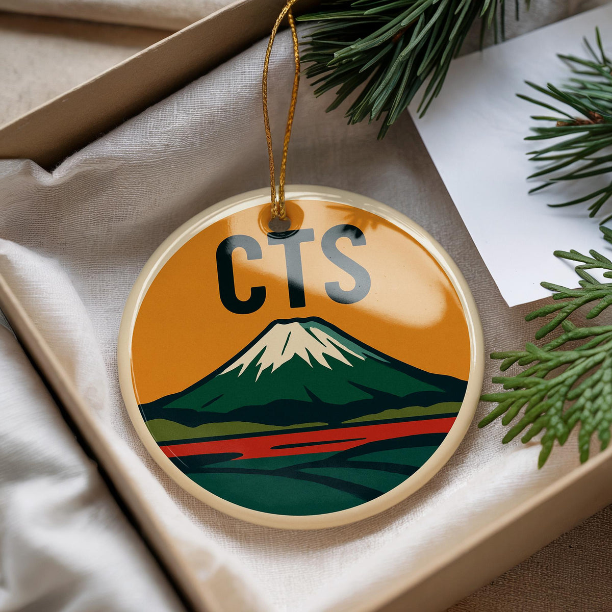 CTS Airport Ceramic Ornament – Retro Baggage Tag Design Featuring Iconic Sapporo Landmark and Travel Theme — photo 1