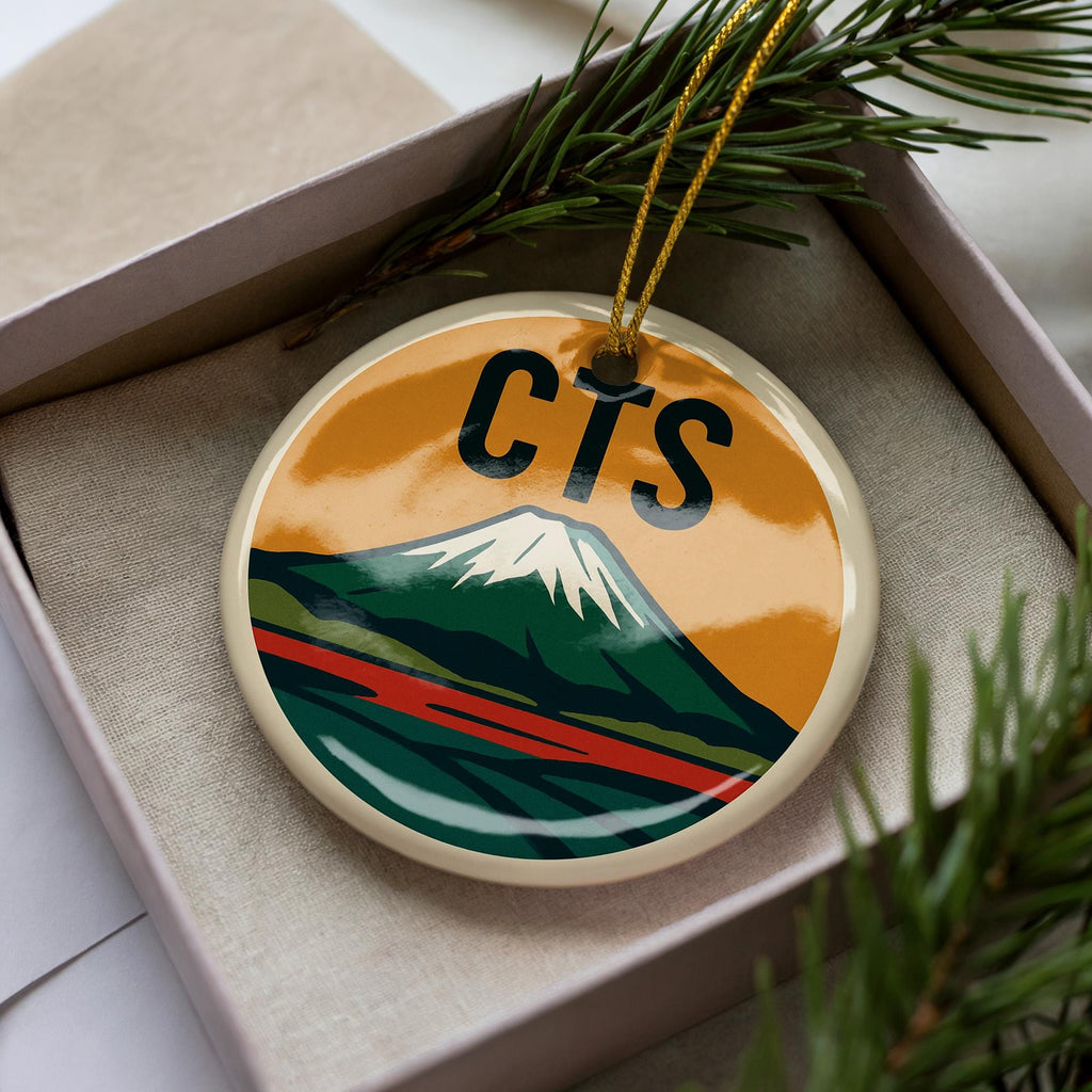 CTS Airport Ceramic Ornament – Retro Baggage Tag Design Featuring Iconic Sapporo Landmark and Travel Theme — photo 2