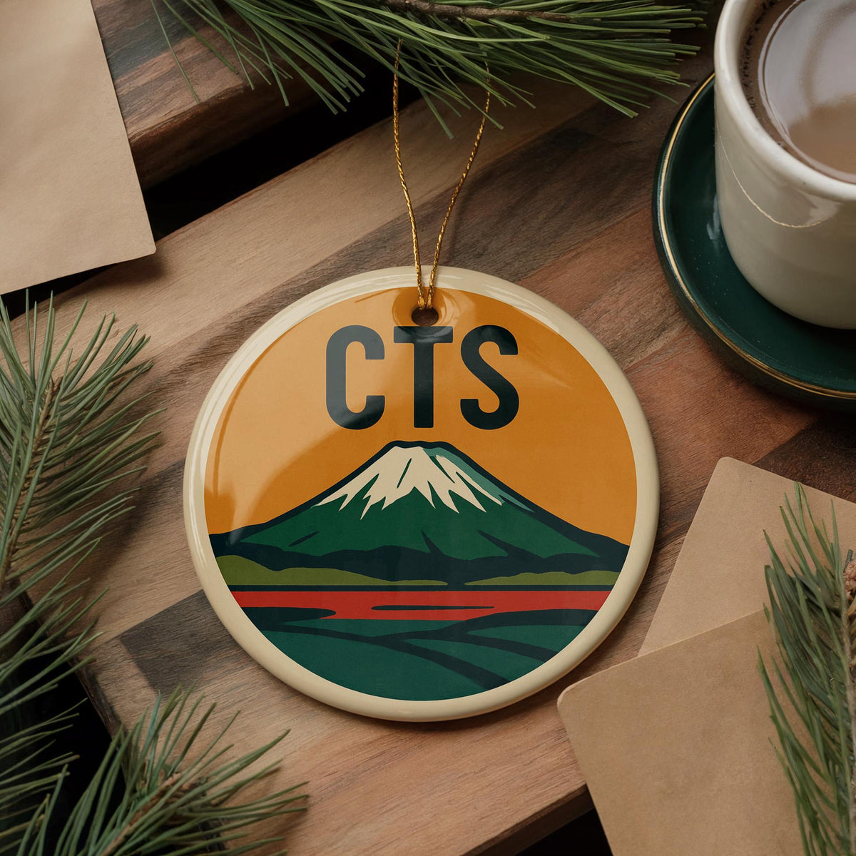 CTS Airport Ceramic Ornament – Retro Baggage Tag Design Featuring Iconic Sapporo Landmark and Travel Theme — photo 3
