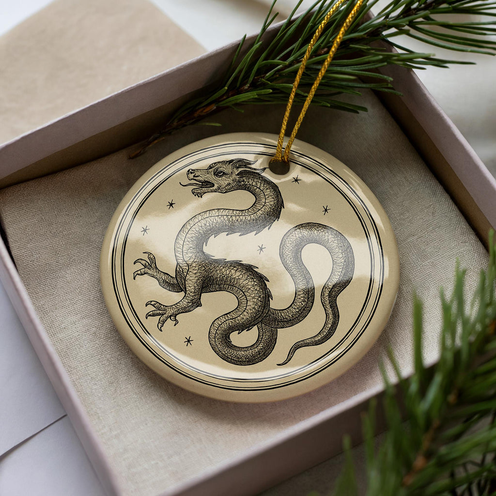 Draco Star Constellation Ceramic Ornament – 18th Century Celestial Atlas Engraving Design — photo 3