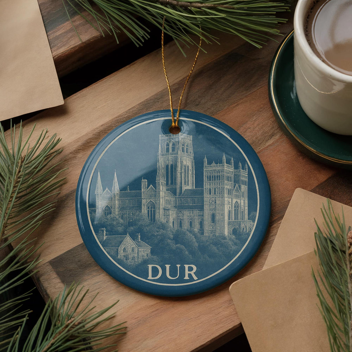 Durham City Skyline Ceramic Ornament – Iconic Landmark View of DUR – Durham Holiday Keepsake Decoration — photo 2