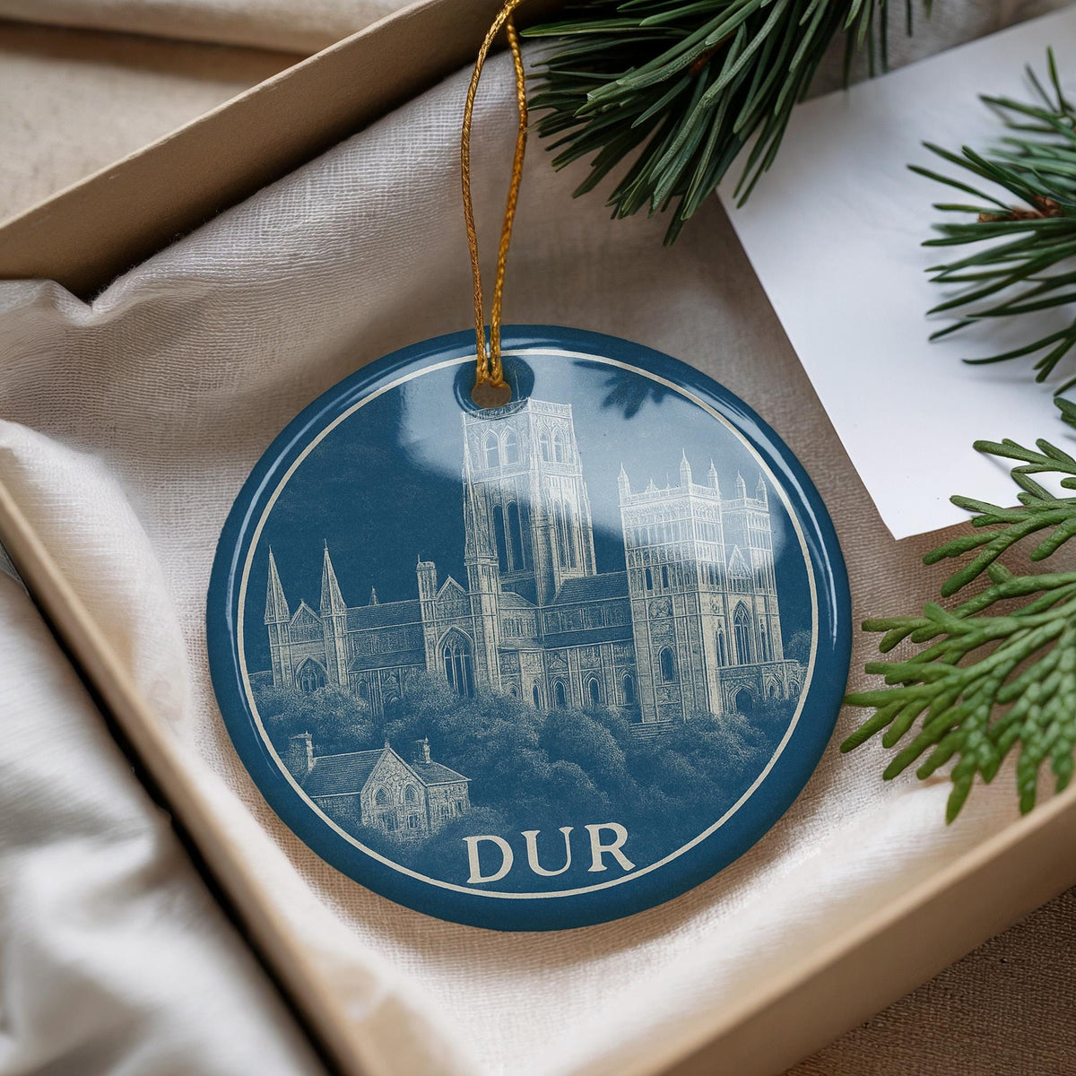Durham City Skyline Ceramic Ornament – Iconic Landmark View of DUR – Durham Holiday Keepsake Decoration — photo 3