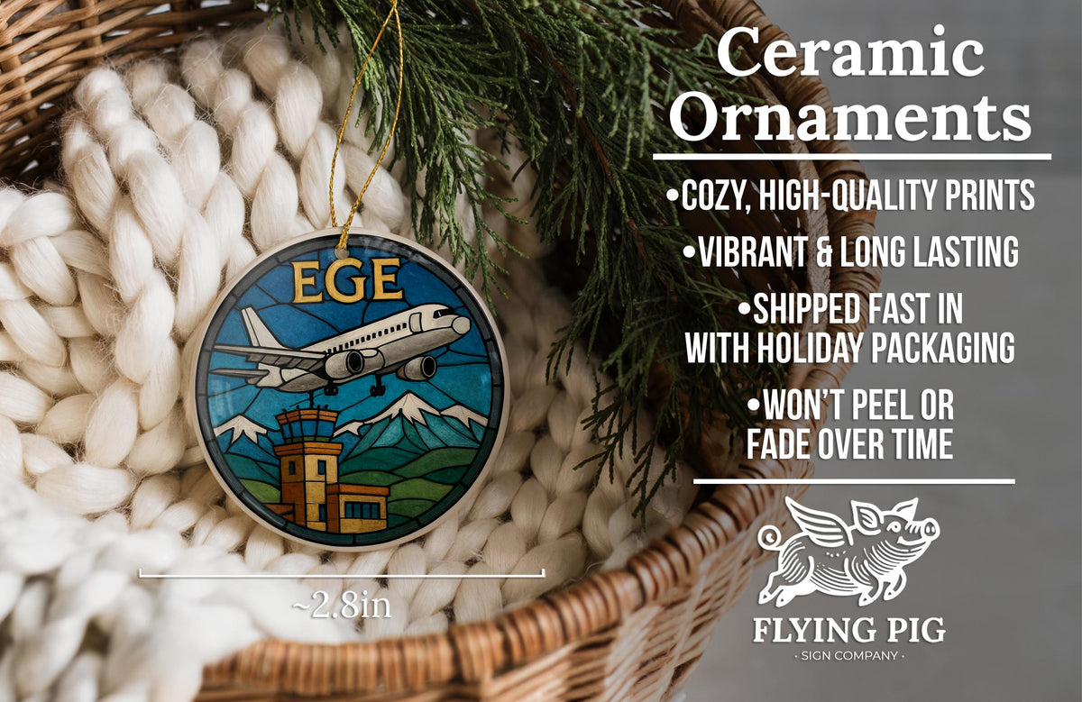 EGE Airport Ceramic Ornament with Aircraft and Control Tower Circular Window Design – Iconic EGE Landmark Scene — photo 6