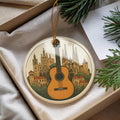 Classical Guitar Ceramic Ornament – Circular Panorama with Centered Guitar and Iconic Landmark Design — photo 1