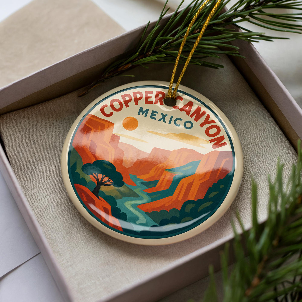 Copper Canyon Mexico Ceramic Ornament – Iconic Scenic View with Mountains and Canyon Landscape — photo 2