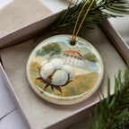 Cotton Boll Landmark Ceramic Ornament – Iconic Southern Cotton Field Scene Keepsake Decoration — photo 3