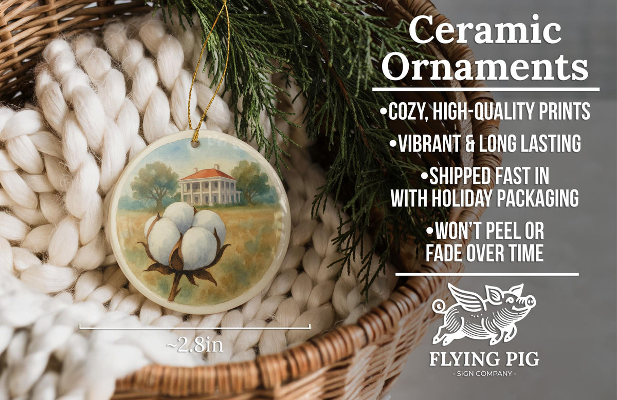 Cotton Boll Landmark Ceramic Ornament – Iconic Southern Cotton Field Scene Keepsake Decoration — photo 6