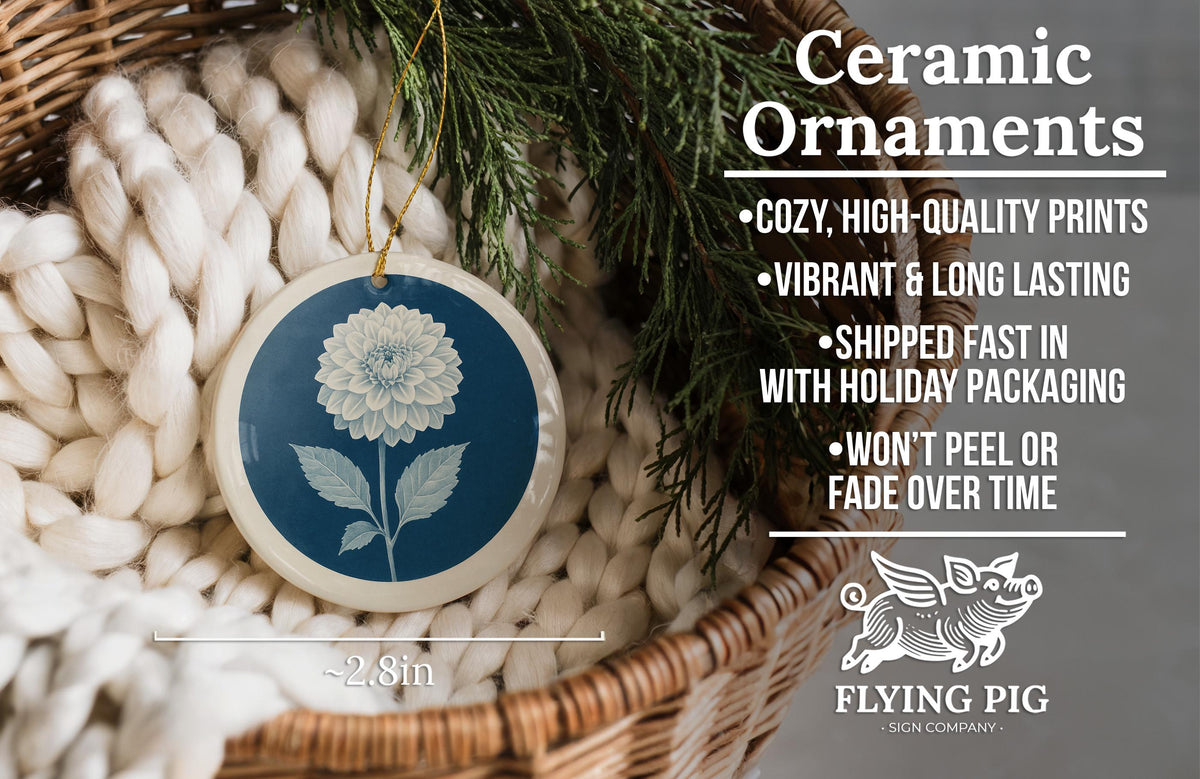 Dahlia Landmark Ceramic Ornament – Circular Botanical Study Featuring Iconic Dahlia View — photo 6