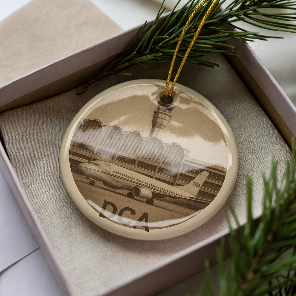 DCA Airport Facade and Aircraft View Ceramic Ornament – Washington DC Landmark Christmas Decoration — photo 2