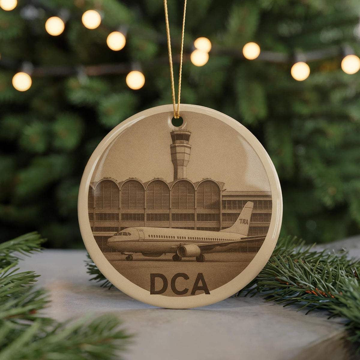 DCA Airport Facade and Aircraft View Ceramic Ornament – Washington DC Landmark Christmas Decoration — photo 5