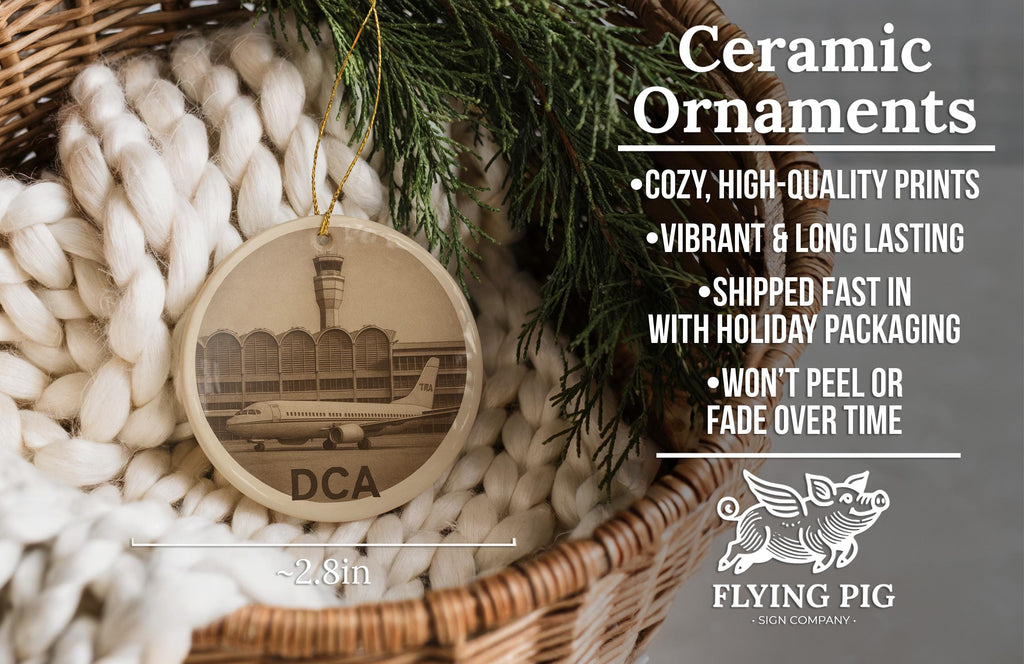 DCA Airport Facade and Aircraft View Ceramic Ornament – Washington DC Landmark Christmas Decoration — photo 6