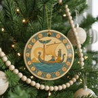Egyptian Sky Barque Ceramic Ornament – Zodiac Motif with Flowing Borders and Iconic Ancient Landmark Design — photo 4