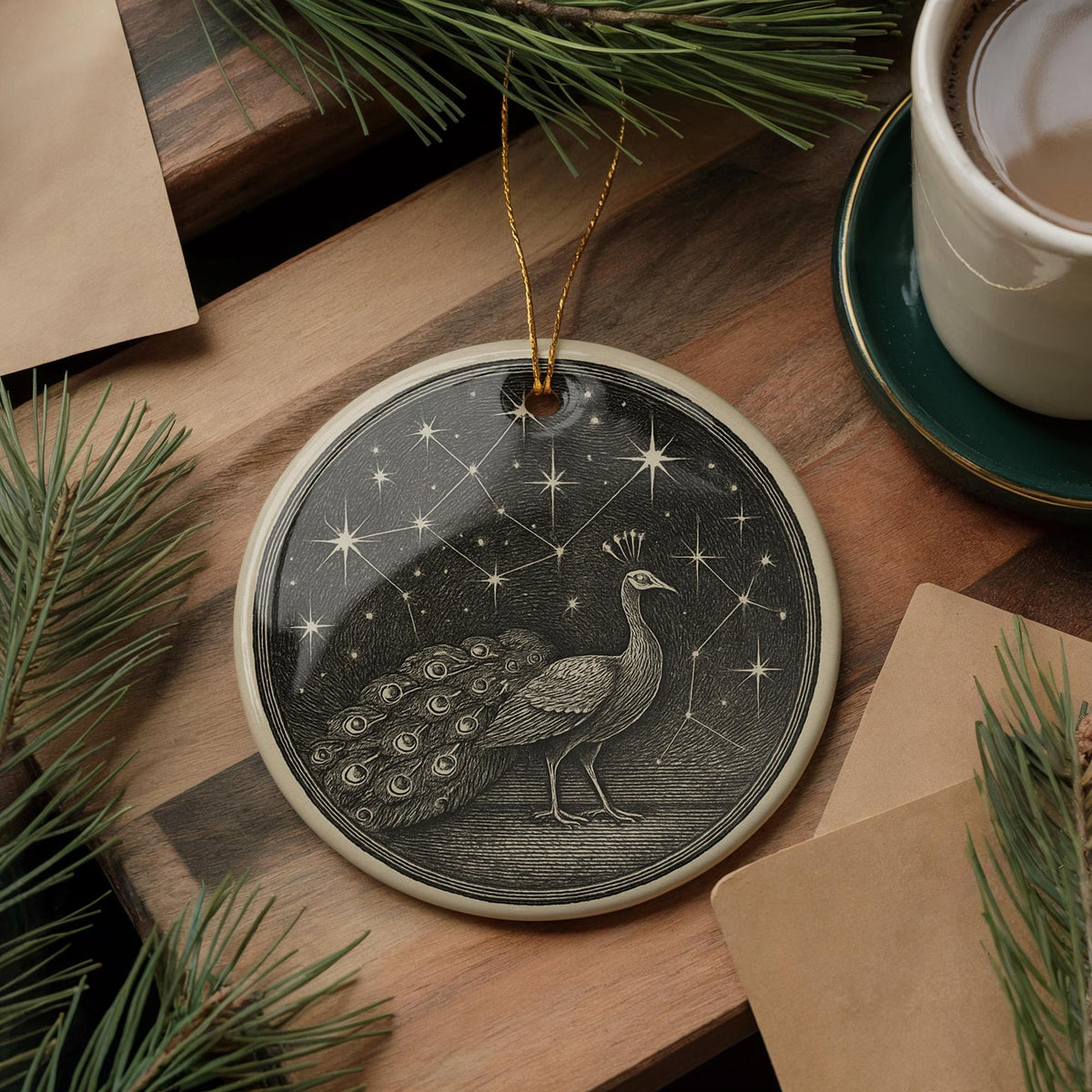Pavo Star Constellation Ceramic Ornament Featuring Celestial Pattern and Iconic Astronomical Landmarks — photo 3