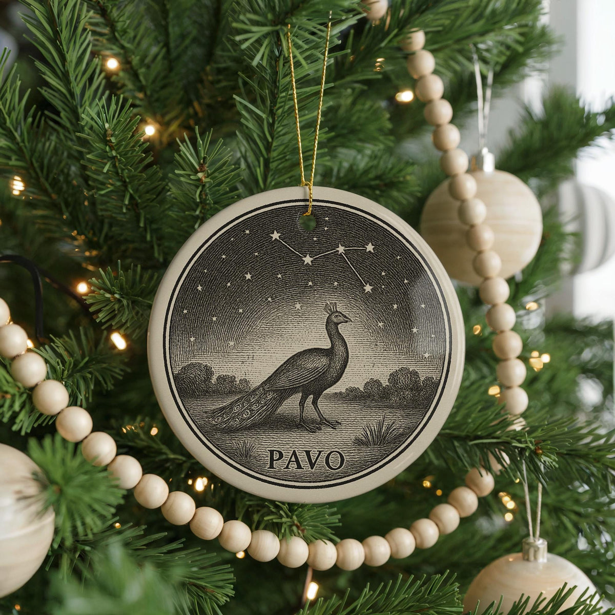 Pavo Star Constellation Ceramic Ornament Featuring Celestial Figures and Iconic Pavo Landmark Design — photo 4