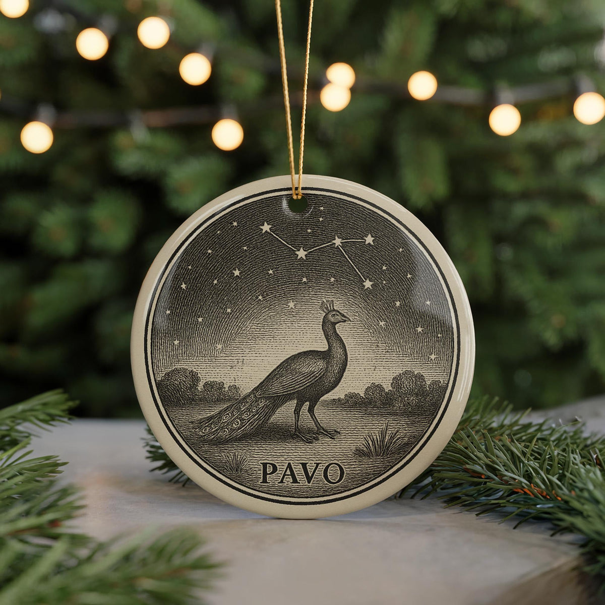 Pavo Star Constellation Ceramic Ornament Featuring Celestial Figures and Iconic Pavo Landmark Design — photo 5