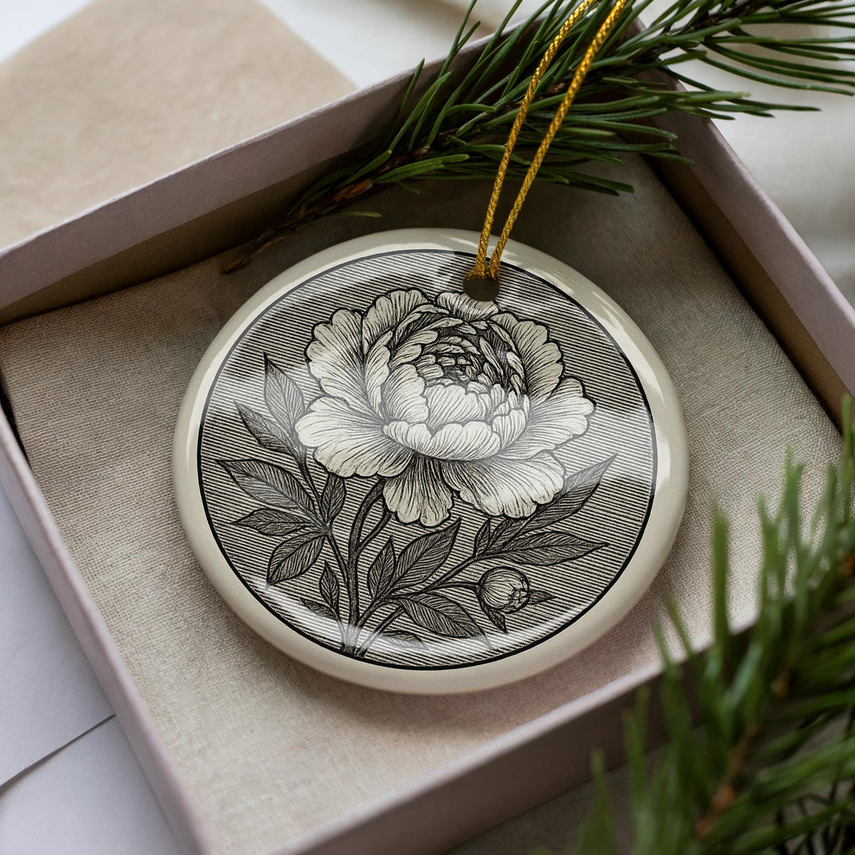 Peony Landmark Ceramic Ornament – Circular Design Featuring Iconic Peony View and Fine Detail — photo 3