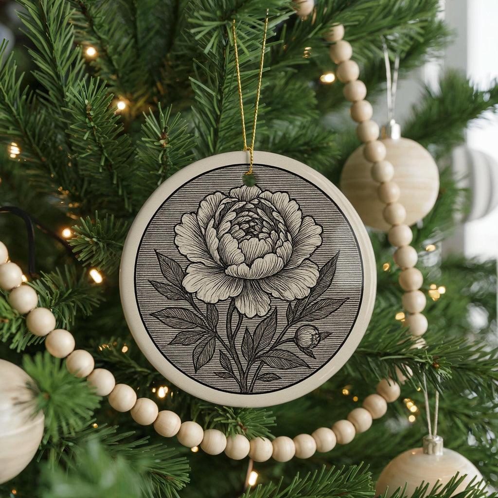 Peony Landmark Ceramic Ornament – Circular Design Featuring Iconic Peony View and Fine Detail — photo 4