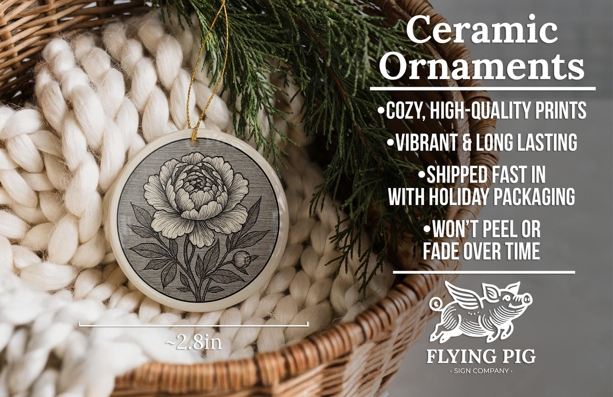 Peony Landmark Ceramic Ornament – Circular Design Featuring Iconic Peony View and Fine Detail — photo 6