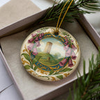 Foxglove Landmark Ceramic Ornament with Circular Illuminated Manuscript Border and Gold-Look Accents — photo 1