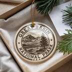 Great Basin National Park Ceramic Ornament – Circular Passport Stamp Collage Featuring Iconic Scenic Landmark View — photo 2