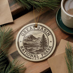 Great Basin National Park Ceramic Ornament – Circular Passport Stamp Collage Featuring Iconic Scenic Landmark View — photo 3