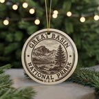 Great Basin National Park Ceramic Ornament – Circular Passport Stamp Collage Featuring Iconic Scenic Landmark View — photo 5