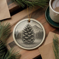 Pinecone Landmark Ceramic Ornament – Circular Pinecone Design Featuring Iconic Scenic View — photo 1