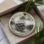 Pinecone Landmark Ceramic Ornament – Circular Pinecone Design Featuring Iconic Scenic View — photo 2