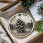 Pinecone Landmark Ceramic Ornament – Circular Pinecone Design Featuring Iconic Scenic View — photo 3
