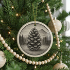 Pinecone Landmark Ceramic Ornament – Circular Pinecone Design Featuring Iconic Scenic View — photo 4