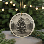 Pinecone Landmark Ceramic Ornament – Circular Pinecone Design Featuring Iconic Scenic View — photo 5