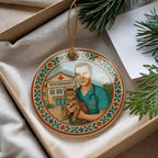 Veterinarian Ceramic Ornament Featuring Moroccan Mosaic Medallion and Iconic Veterinary Landmark Scene — photo 3