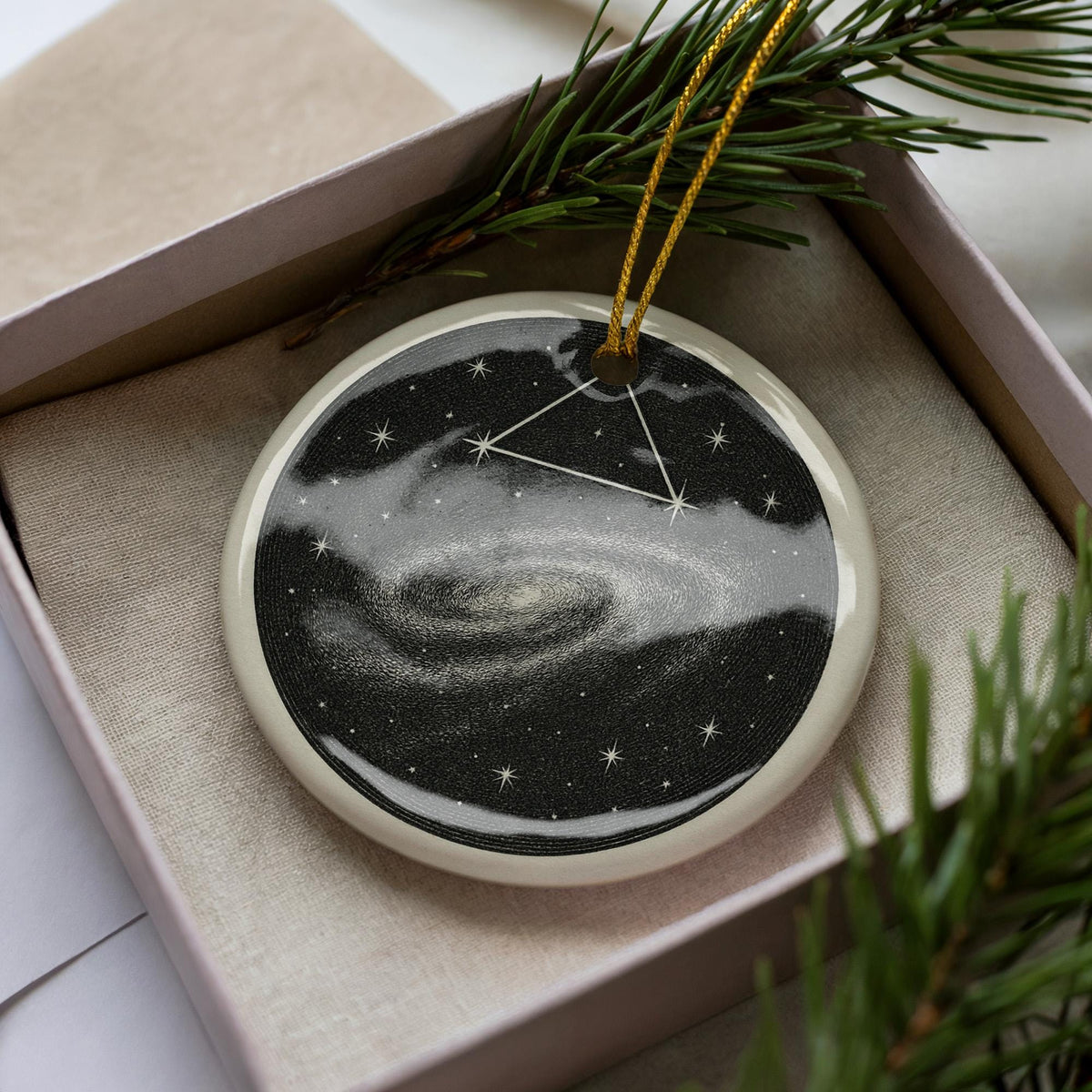Triangulum Star Map Ornament – Celestial Constellation with Iconic Triangulum_2 Landmark – Ceramic Holiday Decoration — photo 1