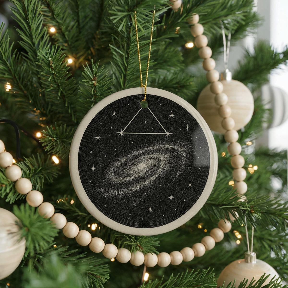 Triangulum Star Map Ornament – Celestial Constellation with Iconic Triangulum_2 Landmark – Ceramic Holiday Decoration — photo 4